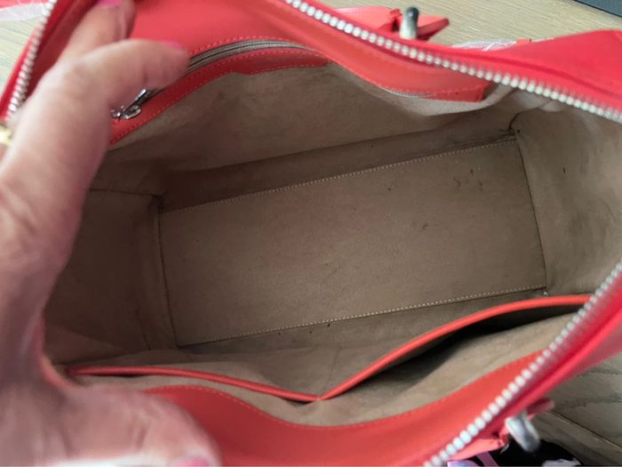 Superbe sac Lancaster tout cuir épaulé ou main rouge orange état neuf - photo numéro 7