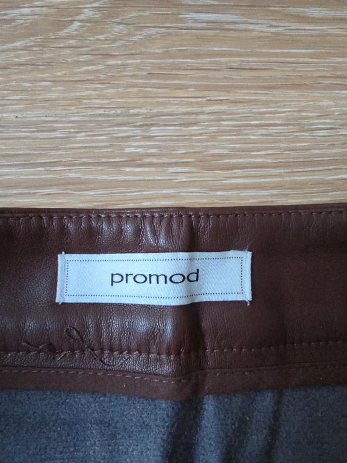 Jupe cuir daim marron Promod - photo numéro 3