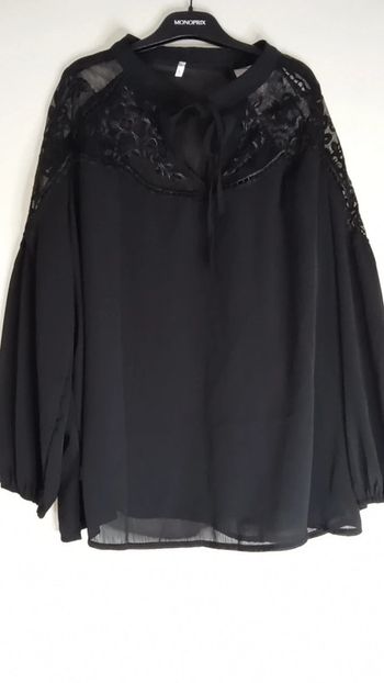 Blouse transparente noir à dentelles - Taille L