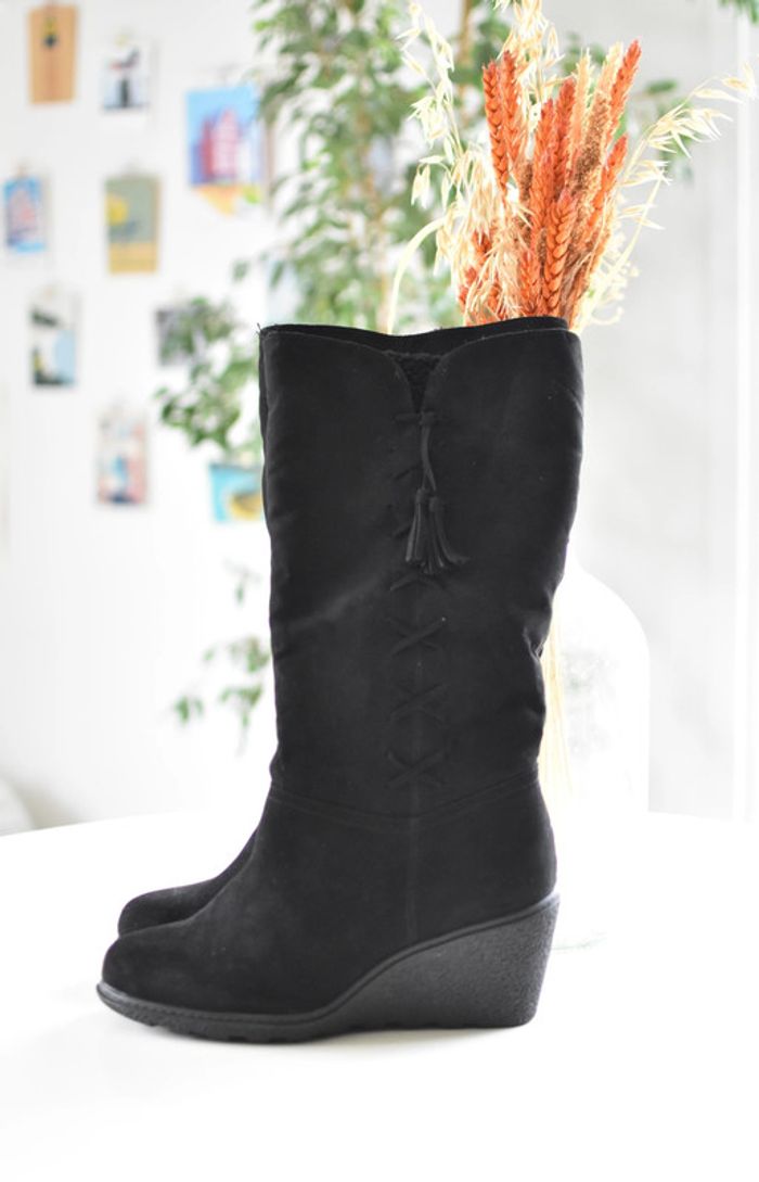 Bottes noires à talon compensé de la marque Anna Field, taille 38. - photo numéro 3