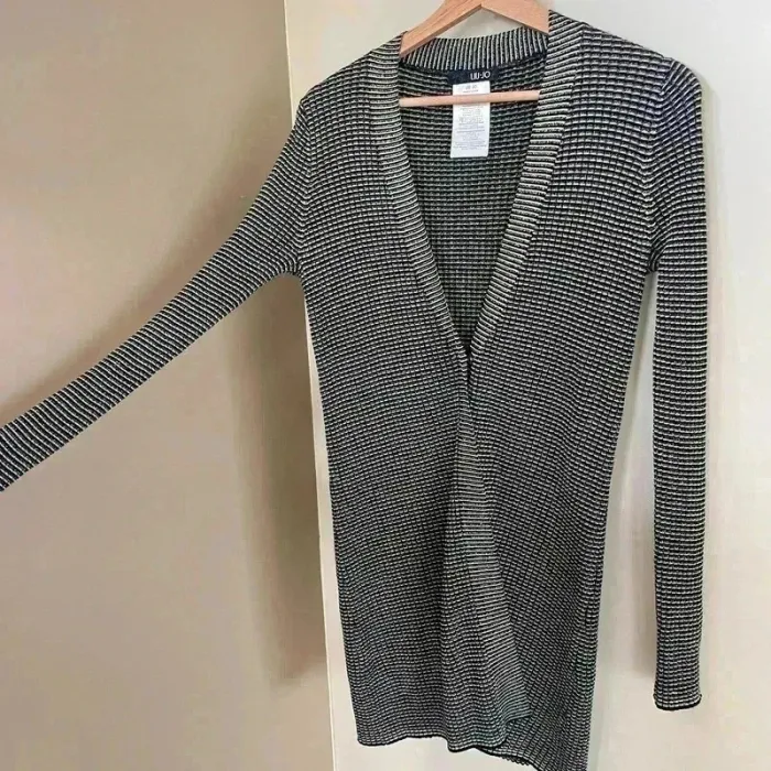 Robe pull gilet Liu Jo T.40 noir et blanc, maille stretch, col V profond chic et près du corps V025 - photo numéro 3