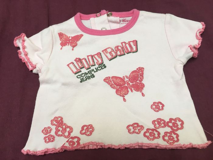 Lot de deux t-shirt rose et blanc 6 mois - photo numéro 5