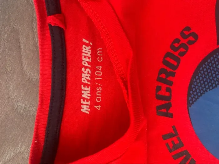 TEE shirt 4 ans même pas peur rouge - photo numéro 2