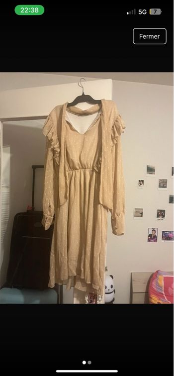 Robe beige à pois pailletés