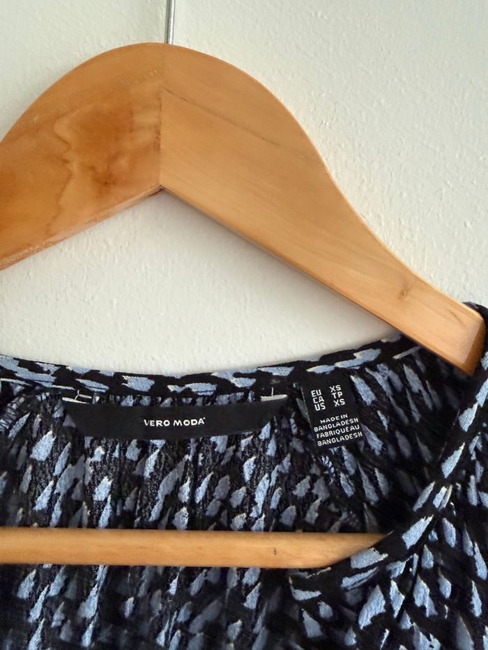 Robe longue manches 3/4 avec ceinture noir bleu vero moda taille 34 XS - photo numéro 7