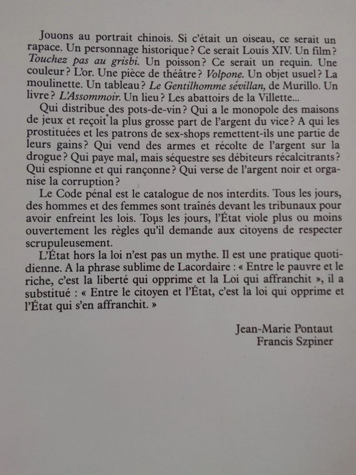 Jean-Marie Pontault / Francis Szpiner - L'Etat hors la loi - photo numéro 3