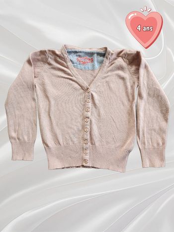 Gilet rose pâle fille 4 ans