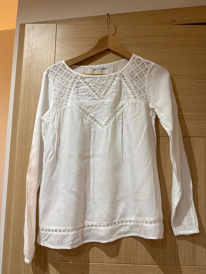 Blouse promod voile de coton brodée M - photo numéro 5