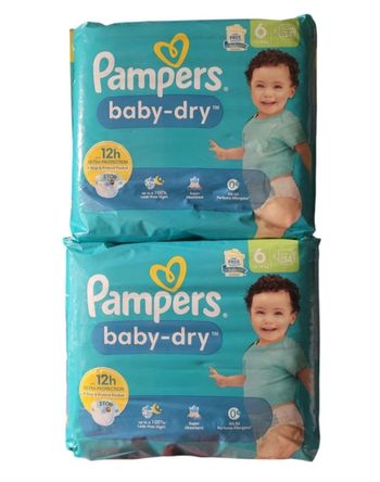 Lot de 2 paquets de couches PAMPERS Baby-dry Taille 6