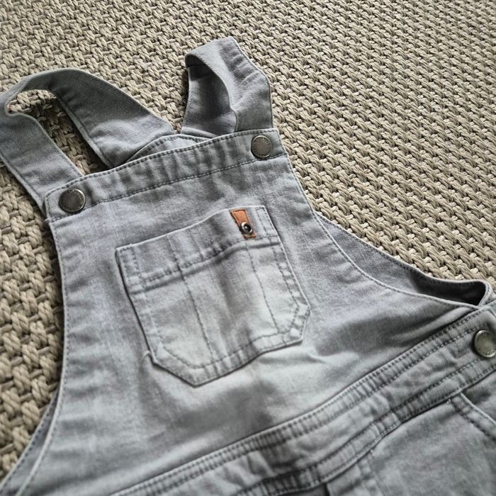 Salopette courte en jean gris mixte - 3 ans - photo numéro 2