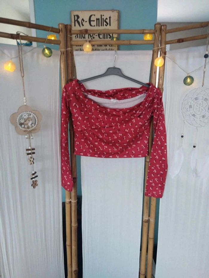 Croc top ardene manche longue rouge taille l - photo numéro 1