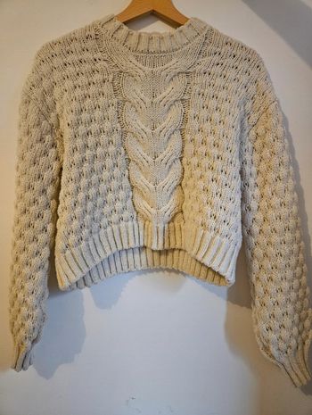 Pull tressé blanc