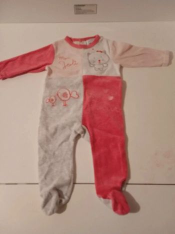 Grenouillère rose et grise 6 mois