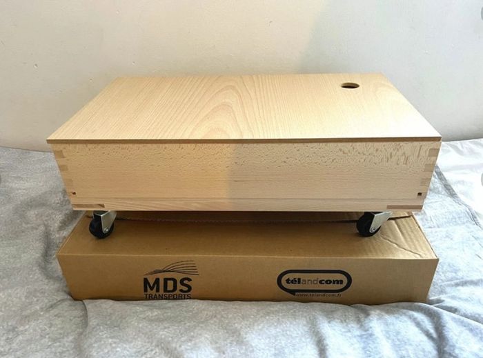 Chariot à roulettes avec 68 blocs de construction en bois HABA neuf dans son carton - photo numéro 4