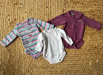 Lot de 3 bodies bébé fille 1 mois Orchestra