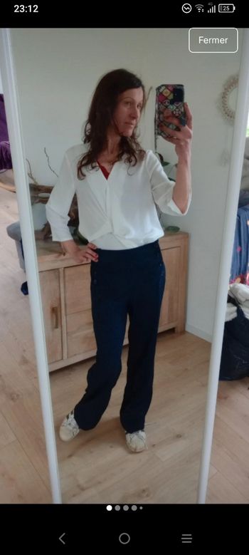 Pantalon femme M bleu marine style " pont"c79