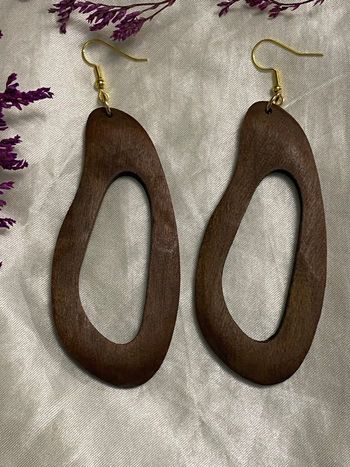 Boucles D’oreilles en bois et acier inoxydable 