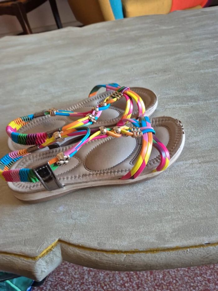 Sandale plate multicolor - photo numéro 7