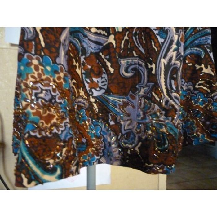 Miss June - Robe  marron et bleu motifs perles-T38 - photo numéro 5