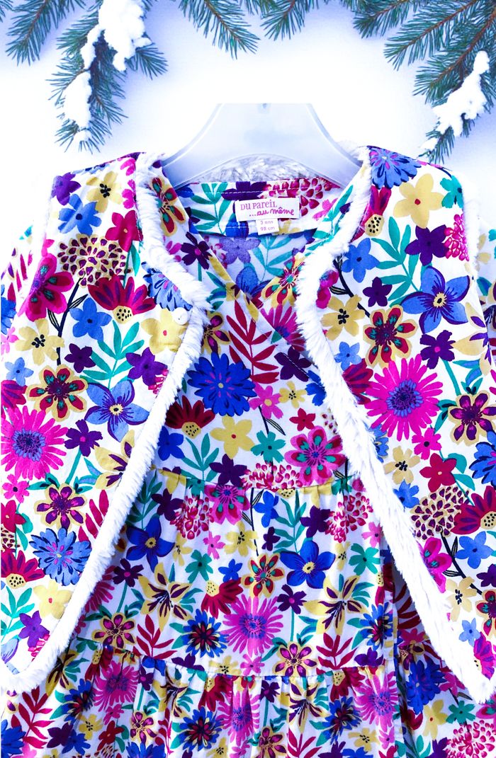 DPAM - ENSEMBLE 2P FILLE - ROBE & BOLÉRO RÉVERSIBLE MOTIF FLEURS & VOLANT 3A - photo numéro 6