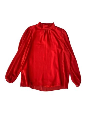 Blouse manches longues col haut rouge Zara taille XS