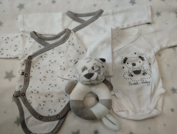 Lot de bodies caches cœur pour "Mini baby"