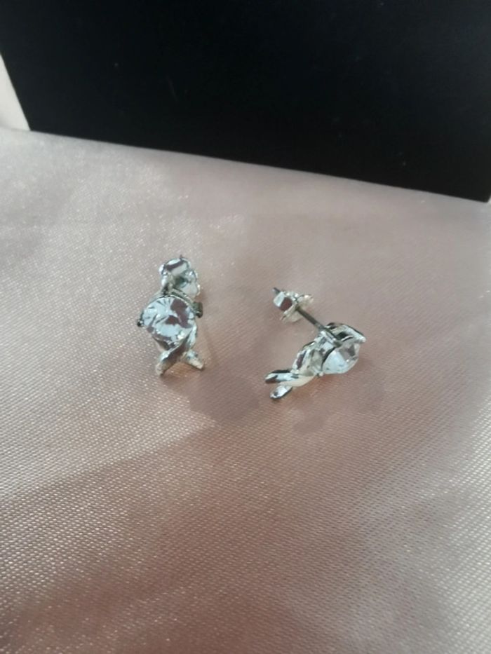 Boucles d'oreilles. Argenté. Zirconium. - photo numéro 4