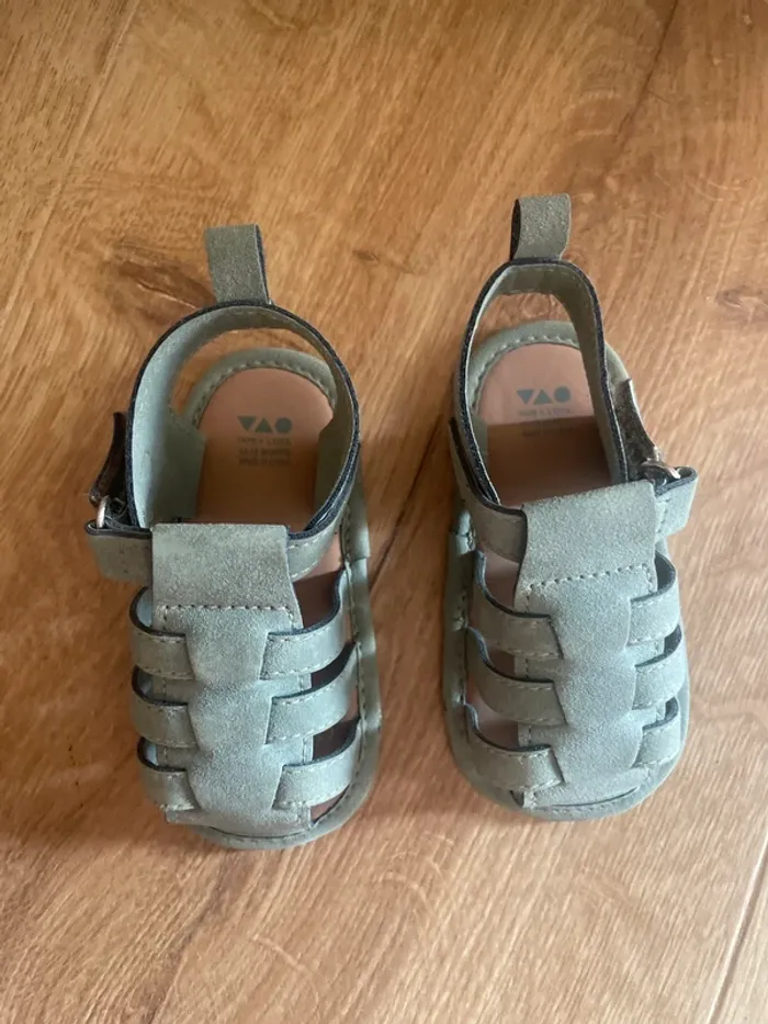 Sandales bébé vert kaki - neuves - photo numéro 2