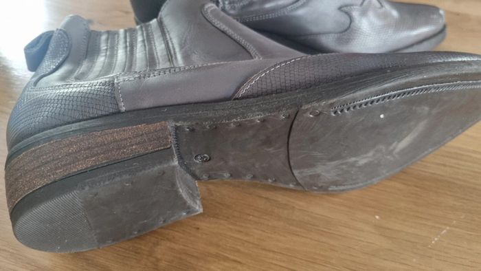 Boots neuves cuir 40 unisexe femme homme gris cuir superbe - photo numéro 3