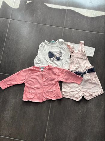 Ensemble tee shirt salopette short et gilet