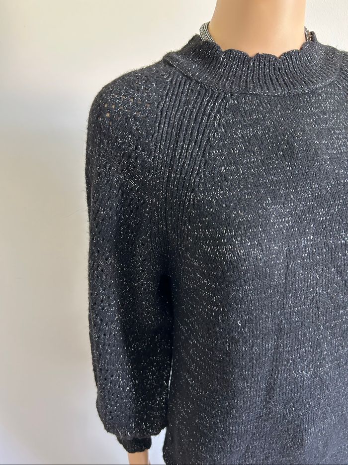 Pull noir et pailleté à manches longues Naf Naf taille S TBE - photo numéro 4