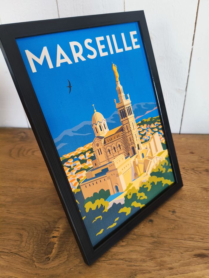 Affiche poster A4 (21×29,7 cm) Marseille Notre-Dame-de-la-Garde vintage déco murale salon chambre - photo numéro 2