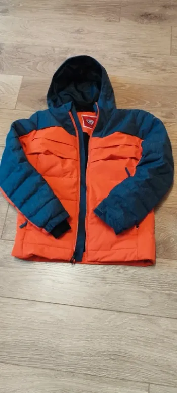 Doudoune de ski bleu gris et orange rouge Rossignol - 14 ans