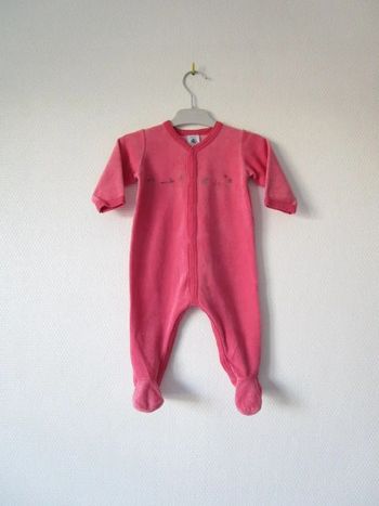 Pyjama velours rose Petit Bateau 6 mois TBE