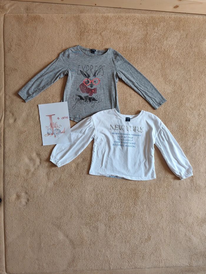 Lot de 2 tee-shirts manches longues 4 ans Kiabi