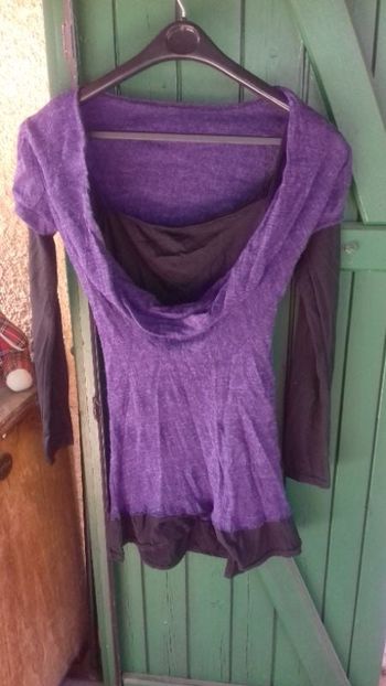 tunique col bénitier taille unique débardeur inclus .manche longue. mauve