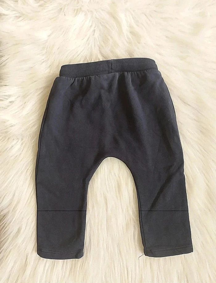 Pantalon jogging molleton bleu marine bébé 12 mois - photo numéro 3