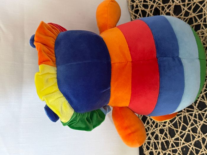 peluche dinosaure dragon rouge bleu orange grelot SUPERTOYS - photo numéro 4
