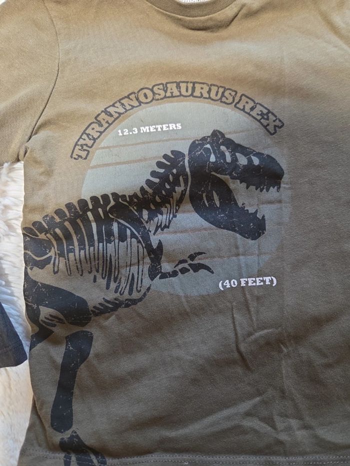 T-shirt kaki et noir manches longues T rex - photo numéro 5