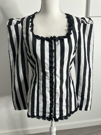 Blouse gothique à rayures noire et blanche T38 M