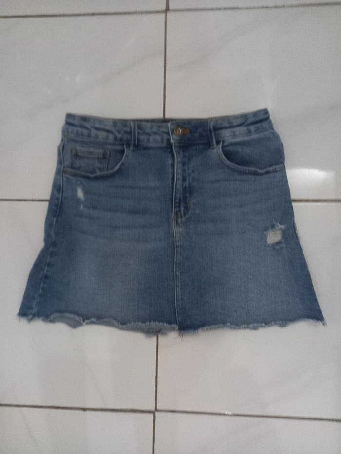 Jupe jen fille zara taille 11/12 ans couleur bleu clair en coton poches devant et arriere - photo numéro 10