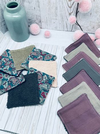 Lingette lavable et réutilisable lot de 14 en éponge coton