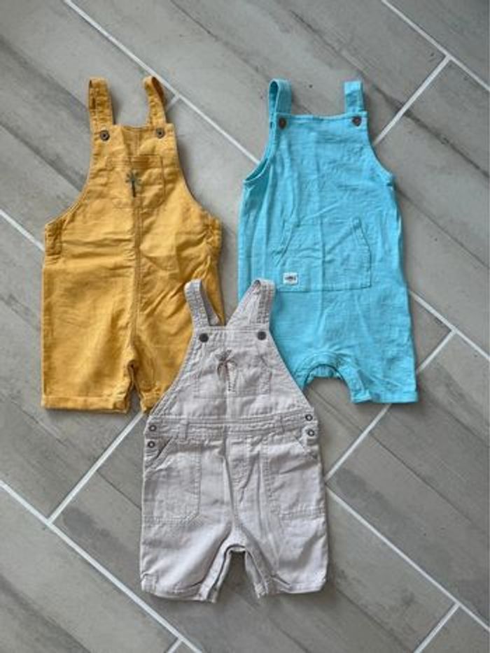 Lot 3 salopettes shorts garçons 24 mois