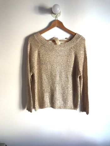 Pull beige à sequins et ouverture dans le dos taille unique