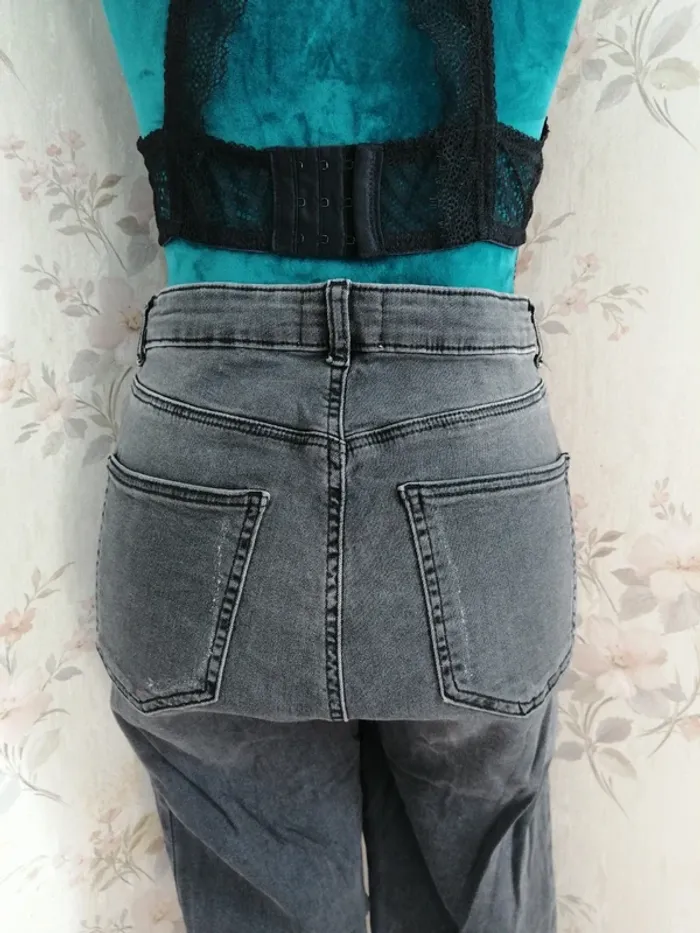 Jeans gris foncé high waist skinny avec détails déchirés aux chevilles / tally weijl / (40) - photo numéro 7