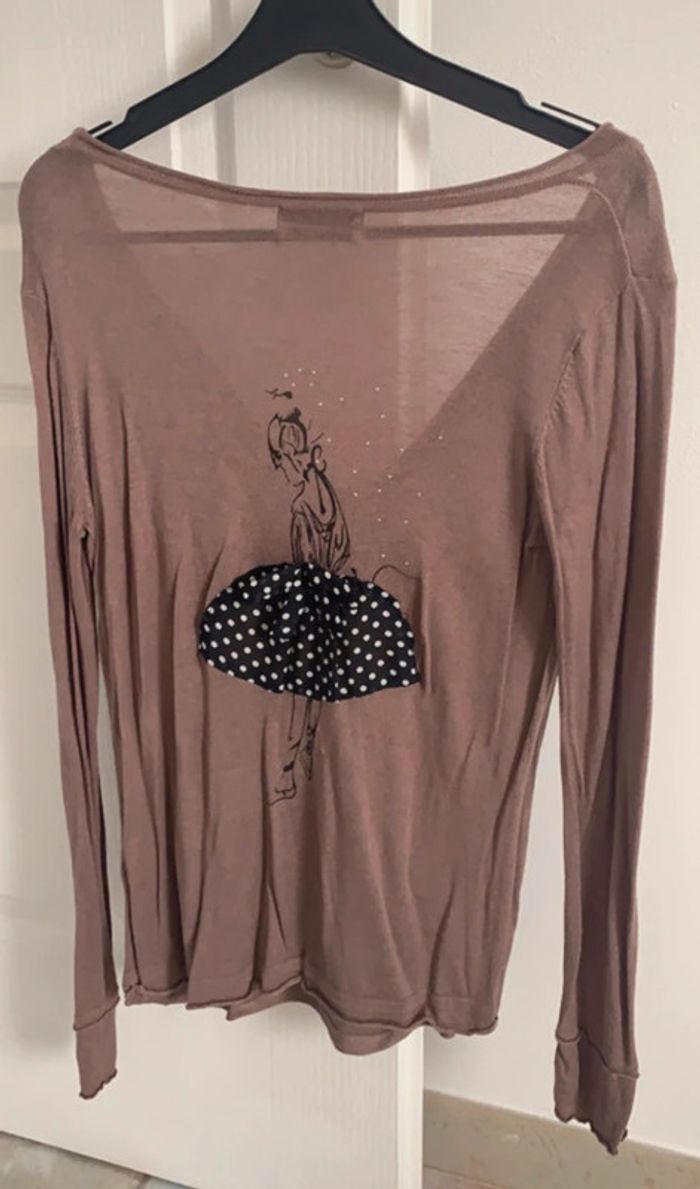 Pull maille fine taille unique taupe