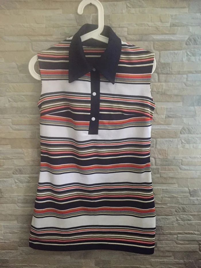 Robe tunique rayée col marine 42