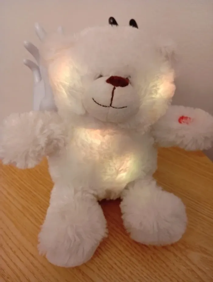 Veilleuse Peluche ours blanc teddy lumineux - photo numéro 2