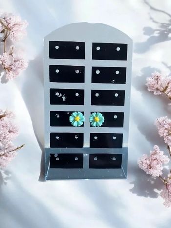 🎀 Petite boucle d'oreilles Fleurs Marguerites turquoise neuve 🎀