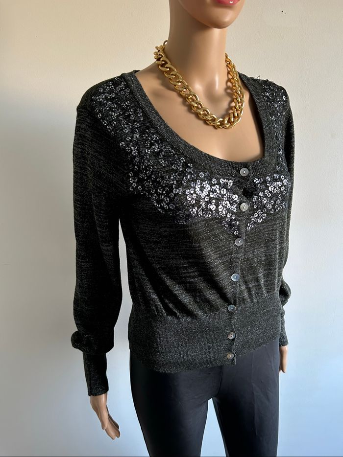 Cardigan pailleté avec sequins Jacqueline Riu taille L jamais porté - photo numéro 2